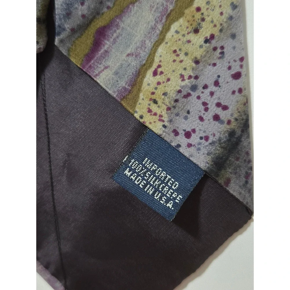 Meeting Street‎ Mens Silk Crepe Tie Abstract Splatter Stripe Purple Grey USA